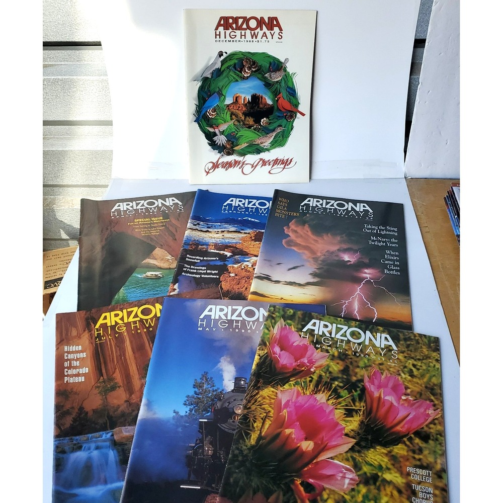 Lot of 7 Arizona Highways Magazine 1990's Vintage Southwest Art VTG Desert Life